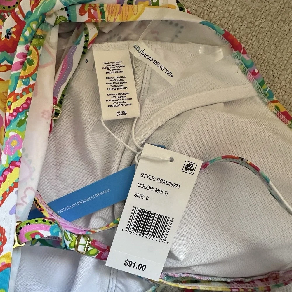 Bleu Rod Beattie High Neck‎ Tankini Top White Floral
